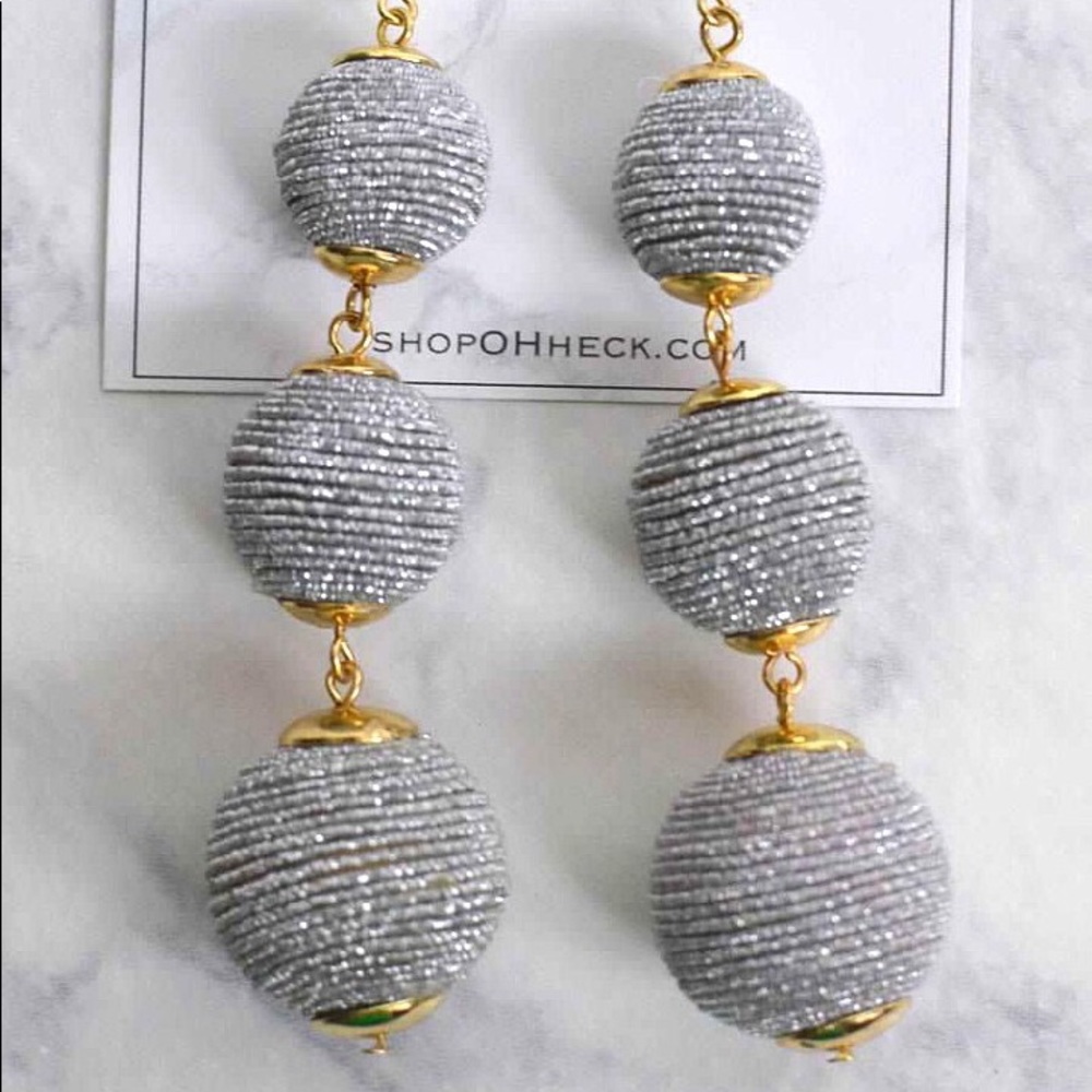 Silver Drop Ball Earrings